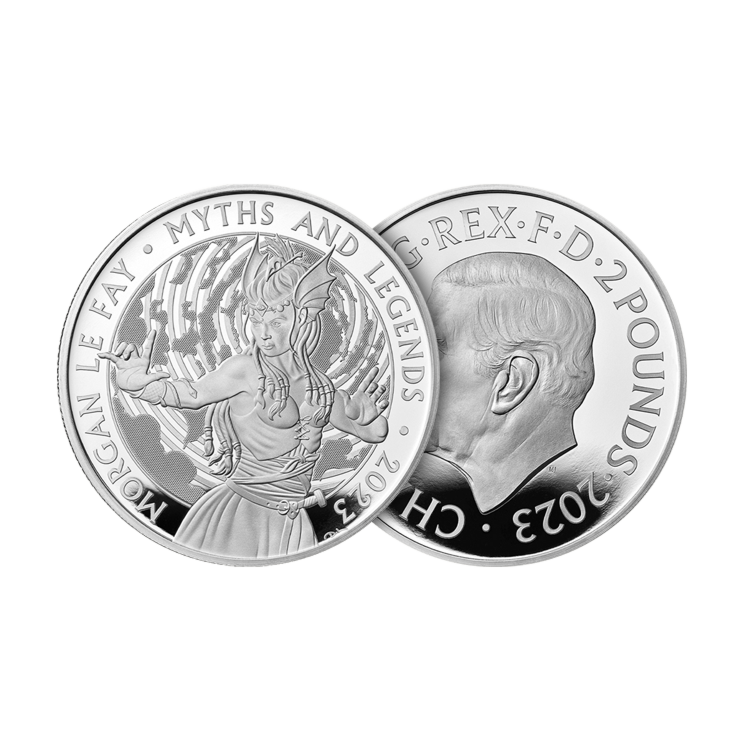 Design zilveren Morgan Le Fay proof munt 2023