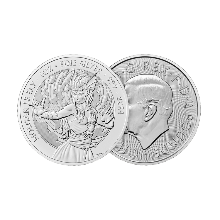 Design 1 oz zilveren Morgan le Fay munt