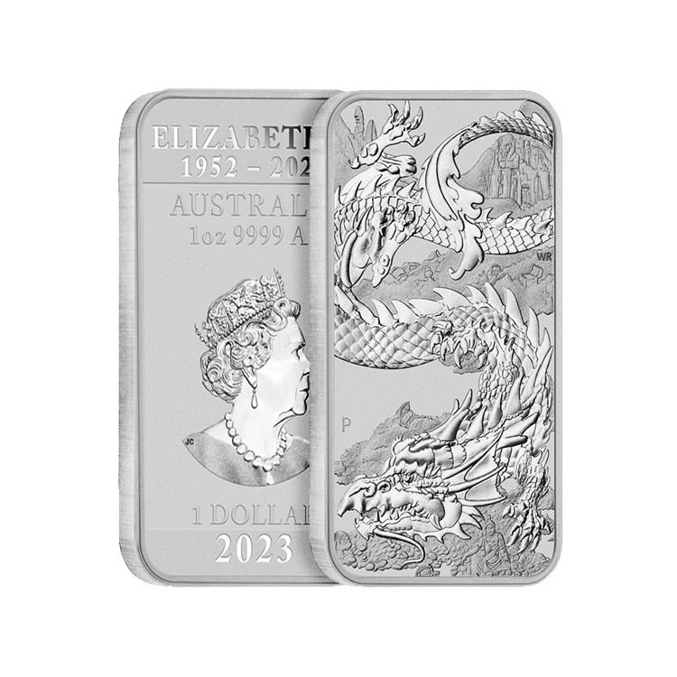 1 troy ounce zilveren muntbaar Rectangular Dragon 2023 design