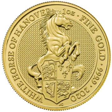 1 Troy ounce gouden munt Queens Beasts White Horse 2020