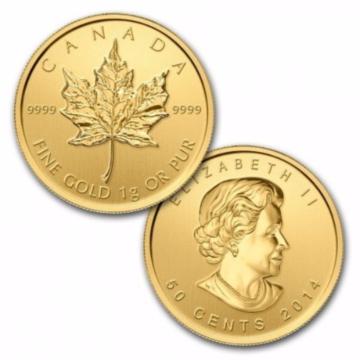 1 Gram gouden munt Maple Leaf
