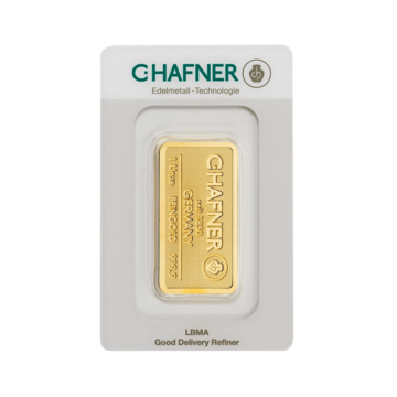 Gold bar 100 grams C. Hafner