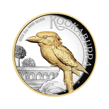 2 troy ounce silver coin Kookaburra gilded 2022