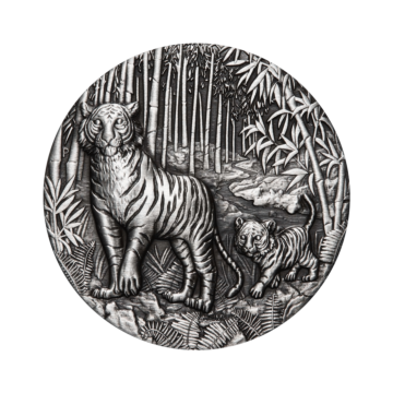  2 troy ounce zilveren munt Lunar jaar van de tijger 2022 antieke afwerking