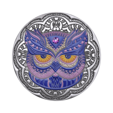 2 troy ounce zilveren munt Mandala Owl - antieke afwerking 2020