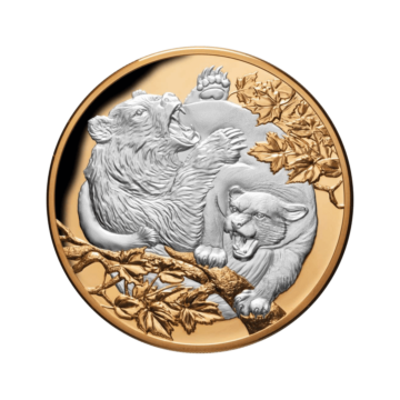 5 troy ounce silver coin Cougar vs Bear 2022 Proof
