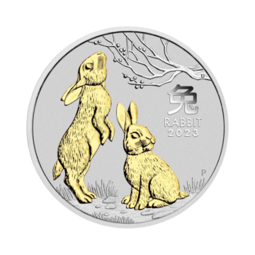 1 troy ounce silver coin Lunar 2023 gilded