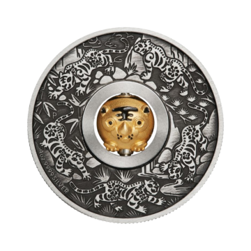 1 troy ounce zilveren munt Lunar jaar van de tijger Rotating Charme 2022