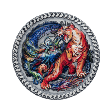 50 grams silver coin tiger & dragon 2022