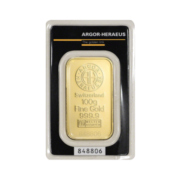 Argor Heraeus goudbaar 100 gram goud