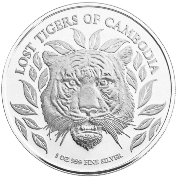 1 troy ounce zilveren munt verloren tijgers van Cambodja 2022