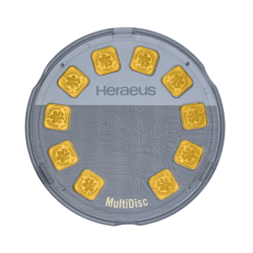 10x 1 gram goudbaren Heraeus MultiDisk