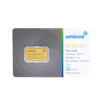 Umicore 2.5 grams goldbar with certificate