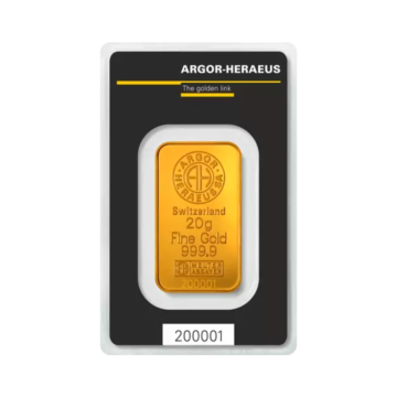 Gold bar 20 grams Heraeus Kinebar