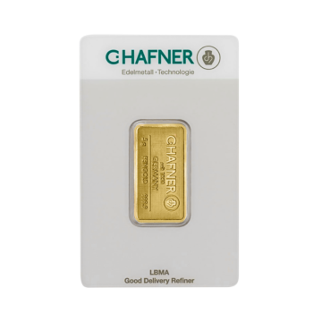 Gold bar 5 grams C. Hafner