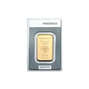 1 troy ounce gold bar Heraeus