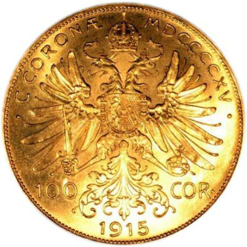 Gold 100 Coronas coin from Austria