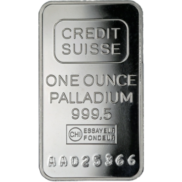 1 Troy ounce palladium baar Credit Suisse BTW vrij  - opslag in Zurich