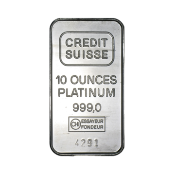 10 troy ounce platinum bar stored at bounded warehouse
