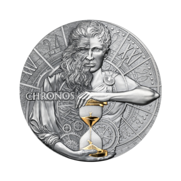 2 troy ounce zilveren munt Dual Essence serie - Chronos 2023 - antieke afwerking