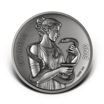 2 troy ounce silver coin Samoa Hygieia Piedfort - antique finish 2020