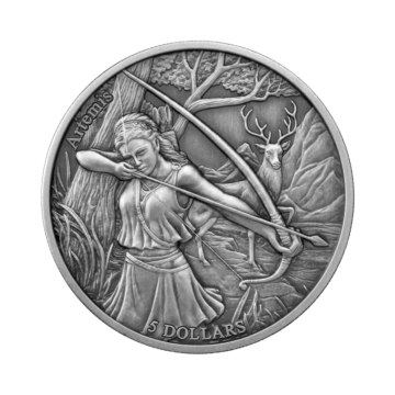 2 troy ounce zilveren munt de 12 olympiers in de dierenriem – Artemis vs Sagittarius