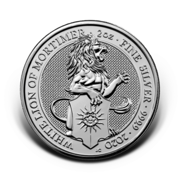 2 troy ounce zilveren munt Queens Beasts White Lion 2020