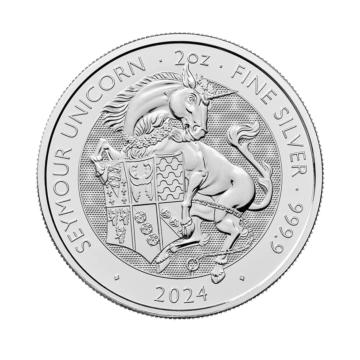 2 troy ounce zilveren munt Tudor Beasts Seymour Unicorn 2024
