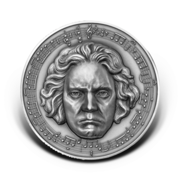 3 troy ounce zilveren munt Beethoven - antieke afwerking 2020