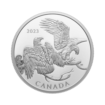 2 troy ounce zilveren Canada The Striking Bald Eagle 2023 proof munt
