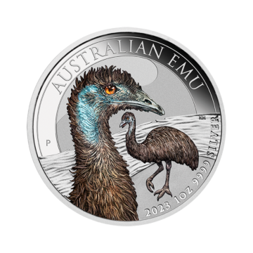 1 troy ounce silver Australian Emu coin coloured 2023