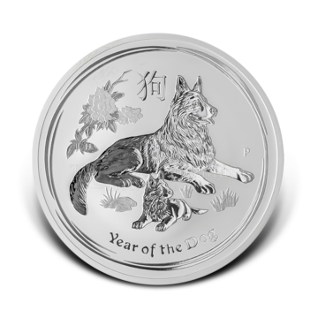 1 Troy ounce silver Lunar coin 2018 - year of the dog