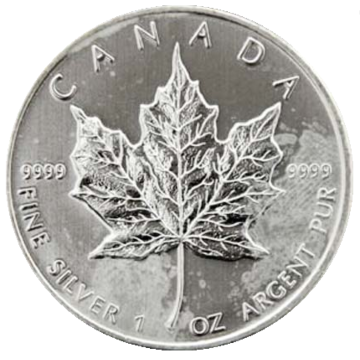 1 troy ounce silver Maple Leaf circulated quality