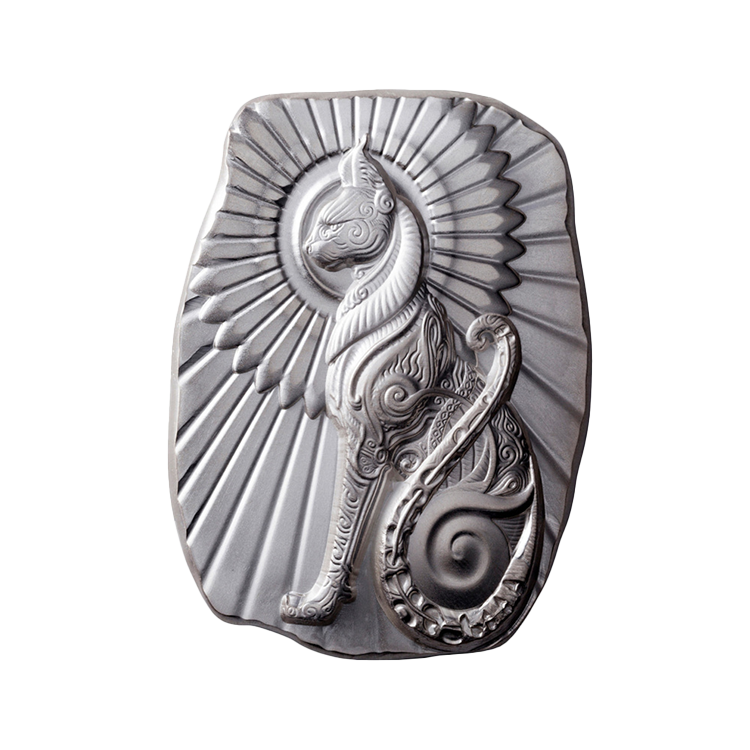 5 troy ounce silver bar Egyptian Cat front