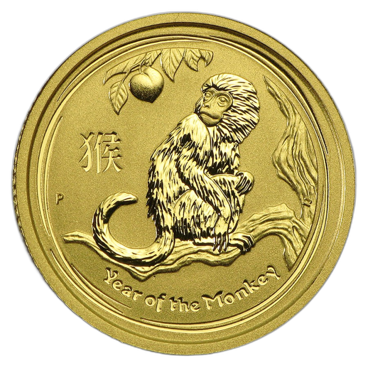 1/10 troy ounce gouden Lunar munt 2001 voorkant
