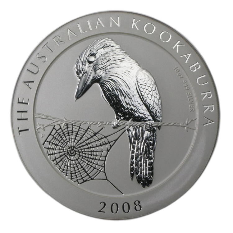 10 Troy ounce zilveren Kookaburra munt 2008 voorkant