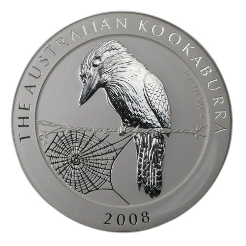 10 Troy ounce zilveren Kookaburra munt 2008 voorkant