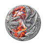 2 troy ounce zilveren munt Dragonology serie - Flaming Wyvern 2023 - antieke afwerking voorkant