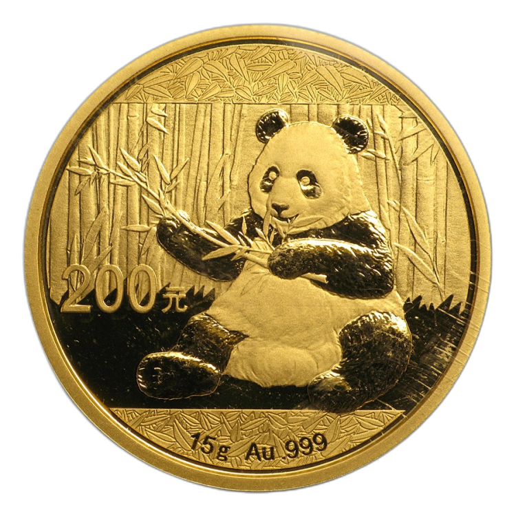 15 Gram gouden Panda munt 2017 voorkant