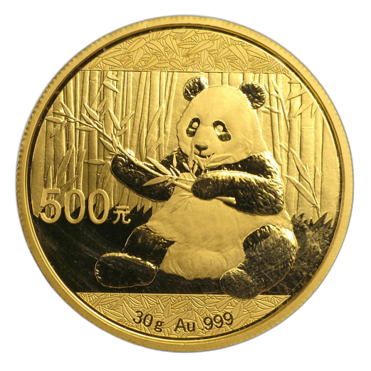 30 Grams gold panda coin 2017 front