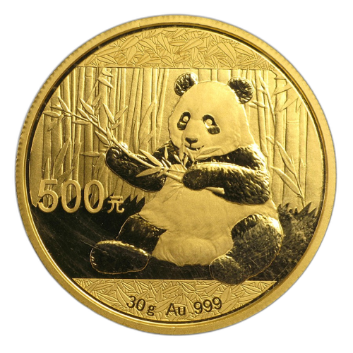 30 Gram gouden Panda munten 2017 voorkant