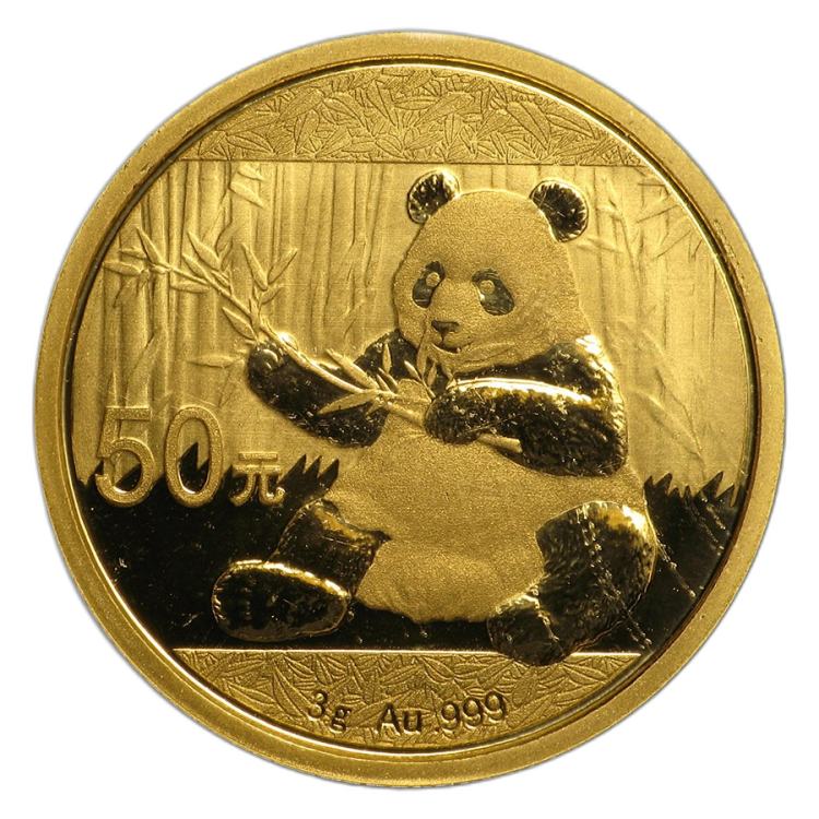 3 Grams gold Panda coin 2017 front