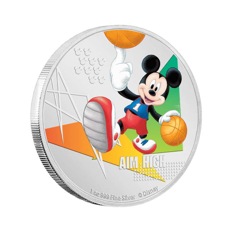 1 troy ounce silver coin Disney Mickey Mouse - Aim High 2020 Proof back