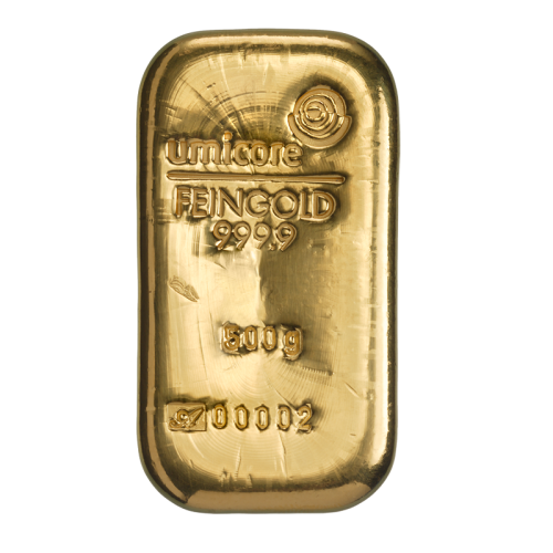 Gold bar 500 grams | Storage in Zürich front