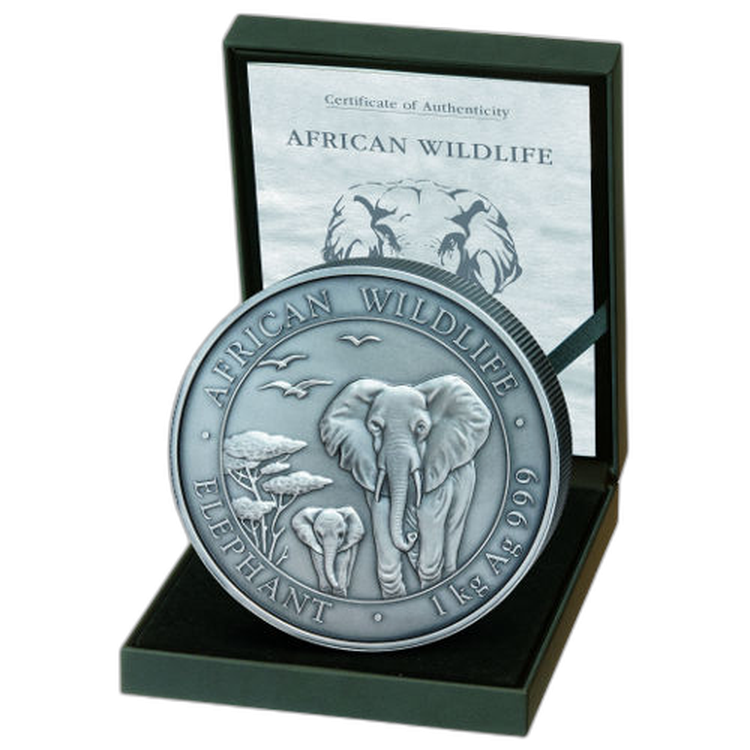 1 kilo zilver Somalische Olifant 2017 voorkant