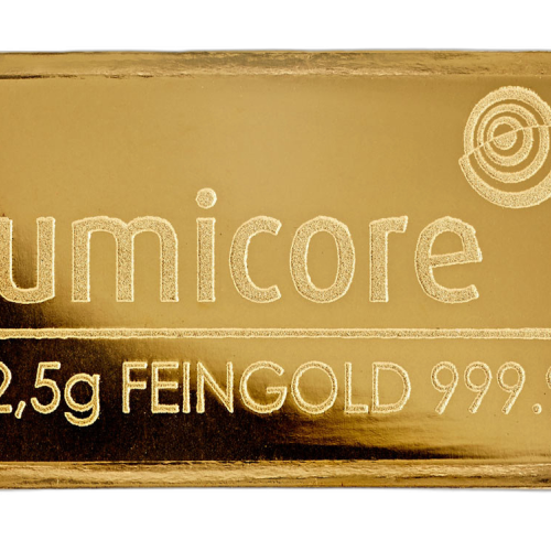 2,5 Gram goudbaar Umicore voorkant