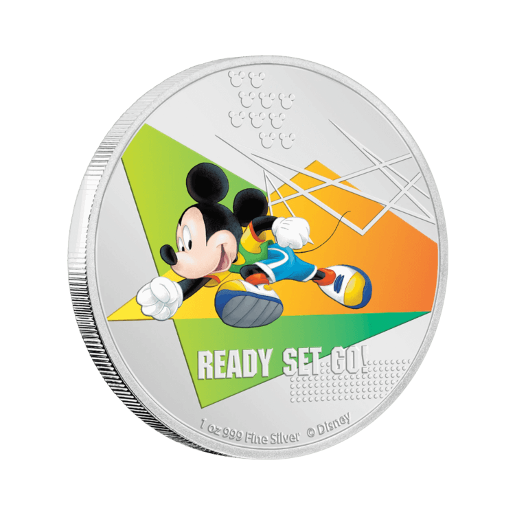 1 troy ounce zilveren munt Disney Mickey Mouse - ready set go proof 2020 voorkant