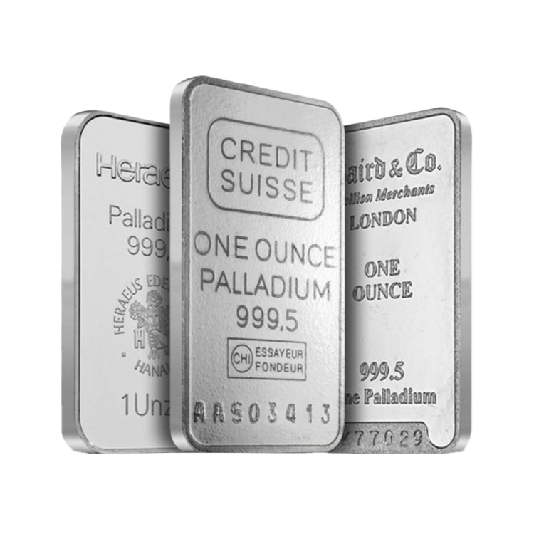 1 Troy ounce palladium baar diverse producenten front