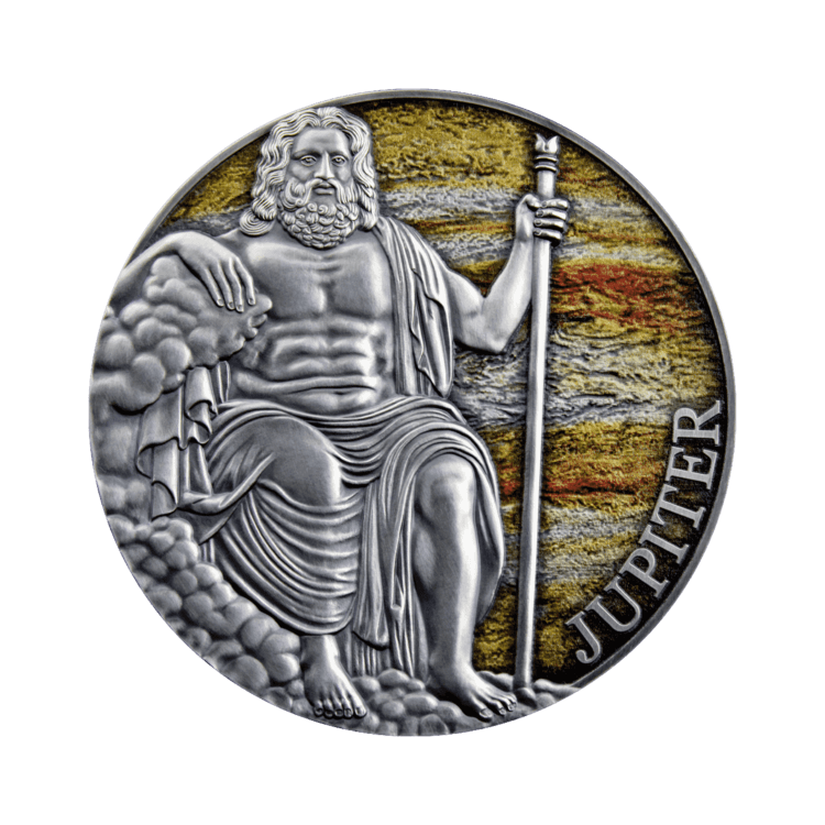 3 troy ounce zilveren munt Jupiter 2021 - Antieke afwerking voorkant
