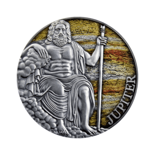 3 troy ounce zilveren munt Jupiter 2021 - Antieke afwerking voorkant